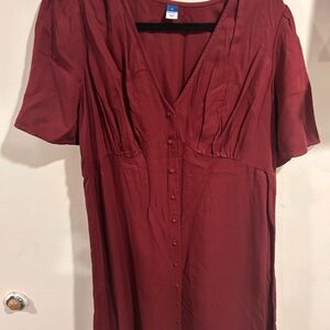 Elegant Burgundy Button-Down Dress